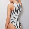 Sleeveless vest jumpsuit in black and white print