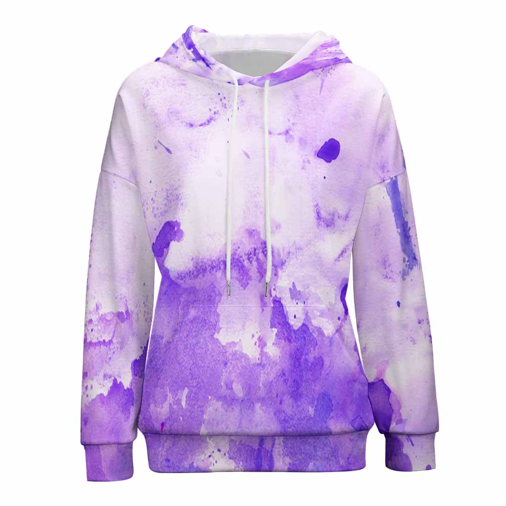 Purple Watercolor Dropped Sleeve Hoodie, comfortable and stylish design for casual wear