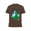 Brown men's 'Just Do It' baseball cartoon T-shirt, 100% cotton, breathable fabric.