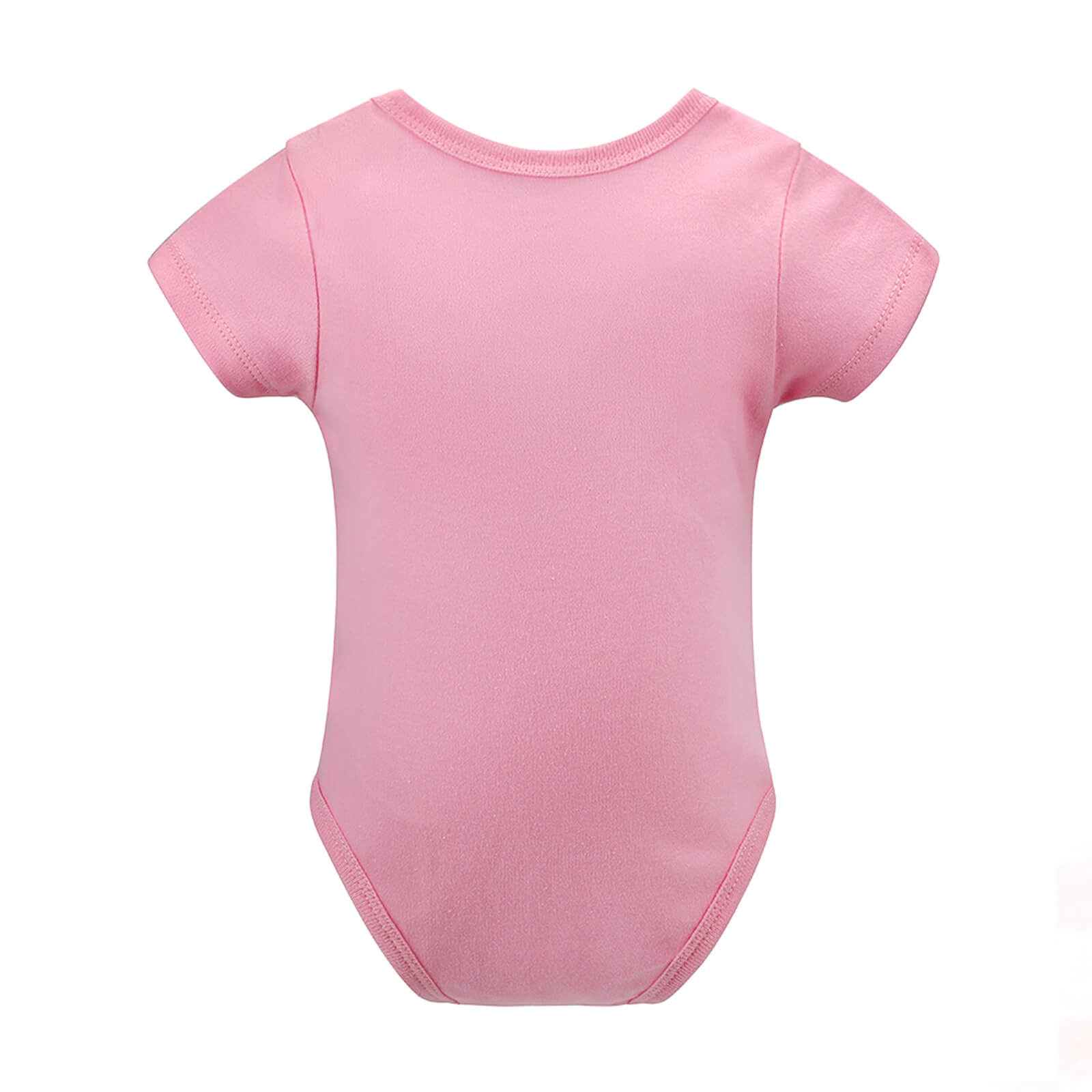 Pink cotton baby bodysuit, soft and skin-friendly, perfect for babies 3-24 months.