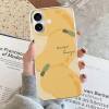 iPhone 16 case, yellow TPU with mango design, "mango mango" text, protective cover.