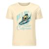 Cream cotton short-sleeved T-shirt with surfing design for men, summer fashion.