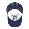 Navy and white baseball cap with graphic design, mesh back and curved brim, Inkedjoy.