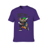 Purple Men's T-shirt with cartoon baseball player graphic and 'Just Do It' print, breathable cotton fabric.