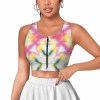 Yoga Zipper Vest 2024 New, women wearing a stylish and versatile zipper vest with vibrant pattern