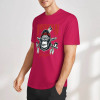 Berry cotton short-sleeved T-shirt with gorilla graphic print, summer fashion.
