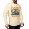 Cream pure cotton long-sleeved T-shirt featuring ASMODUS Skull San graphic, perfect for casual wear.