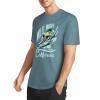Blue cotton short-sleeved T-shirt with surfing print for men, summer fashion.