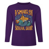 Purple pure cotton long-sleeved T-shirt featuring 'A SMOOTH SHAKER' graphic design for casual wear.