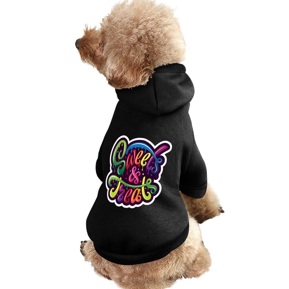 Black Pet Suit with Hat, hip-hop style, made of soft polyester cotton.