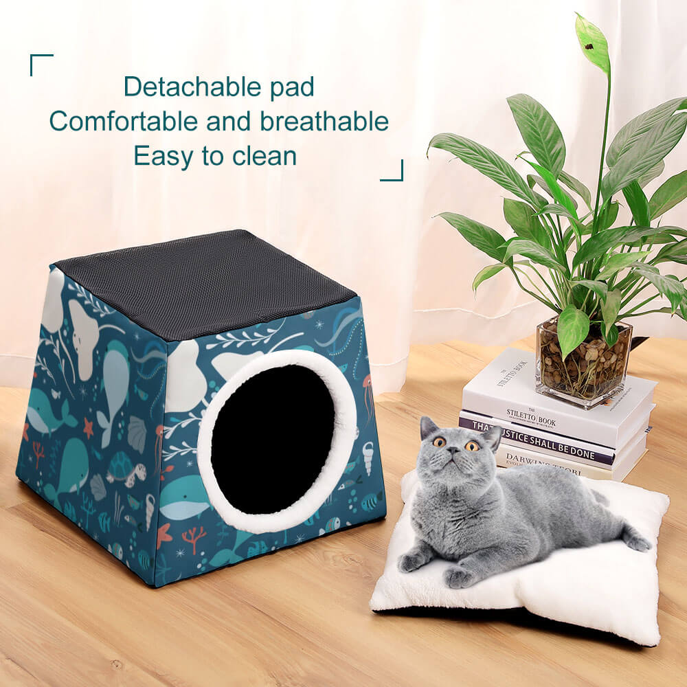 Waterloo Capsule Pet House with removable pad, made of Oxford cloth, for cat comfort and easy cleaning