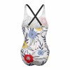 Floral print one-piece swimsuit for women with adjustable straps, beach swimwear
