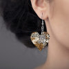 Heart-shaped wooden leopard print earrings, Inkedjoy product, perfect for daily wear and special occasions.