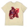 Cream cotton t-shirt with red monster graphic | Inkedjoy