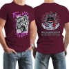 Dark red Fearless Tiger 100% cotton men's T-shirt, front and back view.