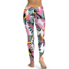 Soft ladies yoga pants with colorful abstract pattern, high-waist design for sports and fitness.