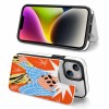 iPhone 14 case with artistic design, card slot, and magnetic buckle, drop resistant protection, stylish and practical.