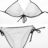 White bikini swimsuit with adjustable straps and side ties, perfect for beach or pool.