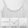White beach sling skirt details: strap, bottom seam, neat stitching, perfect for party or vacation