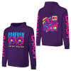 Purple cotton hooded sweater with 'FOREVER 99' design and sleeve prints, Youth Personality style, for fashionistas.
