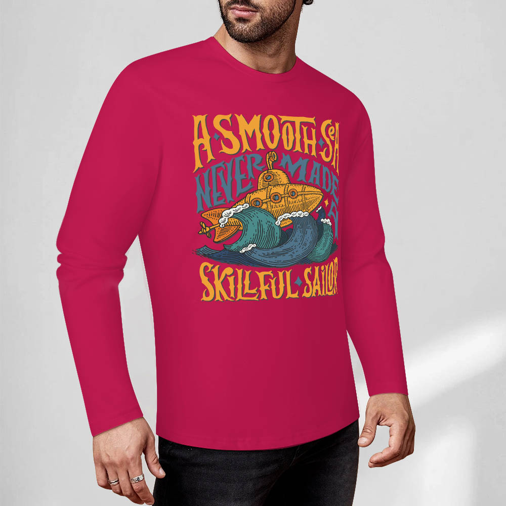 Red pure cotton long sleeve T-shirt featuring ASMODUS SOULFUL SHAKER graphic design for casual wear