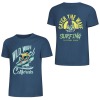 Navy cotton surfing T-shirt, front and back print: Wild Wave California, Catch the Wave Surfing. 2025 Summer Fashion