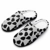 Cotton slippers with rubber sole, featuring a black and white pattern, perfect for indoor wear and comfort.