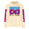 Cream 'FOREVER 99' donut graphic hoodie with LIQUID sleeve prints