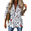 White cropped hem shirt with black lettering and red heart design. A casual fashion shirt for women.