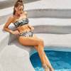 Floral strapless bikini swimsuit. Perfect for summer beachwear, vacations, and pool parties. Made of polyester and spandex.