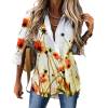 Irregular hem shirt with floral print, casual fashion for women