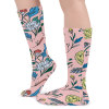 Pink floral thick stockings, comfortable and warm, perfect for autumn and winter.