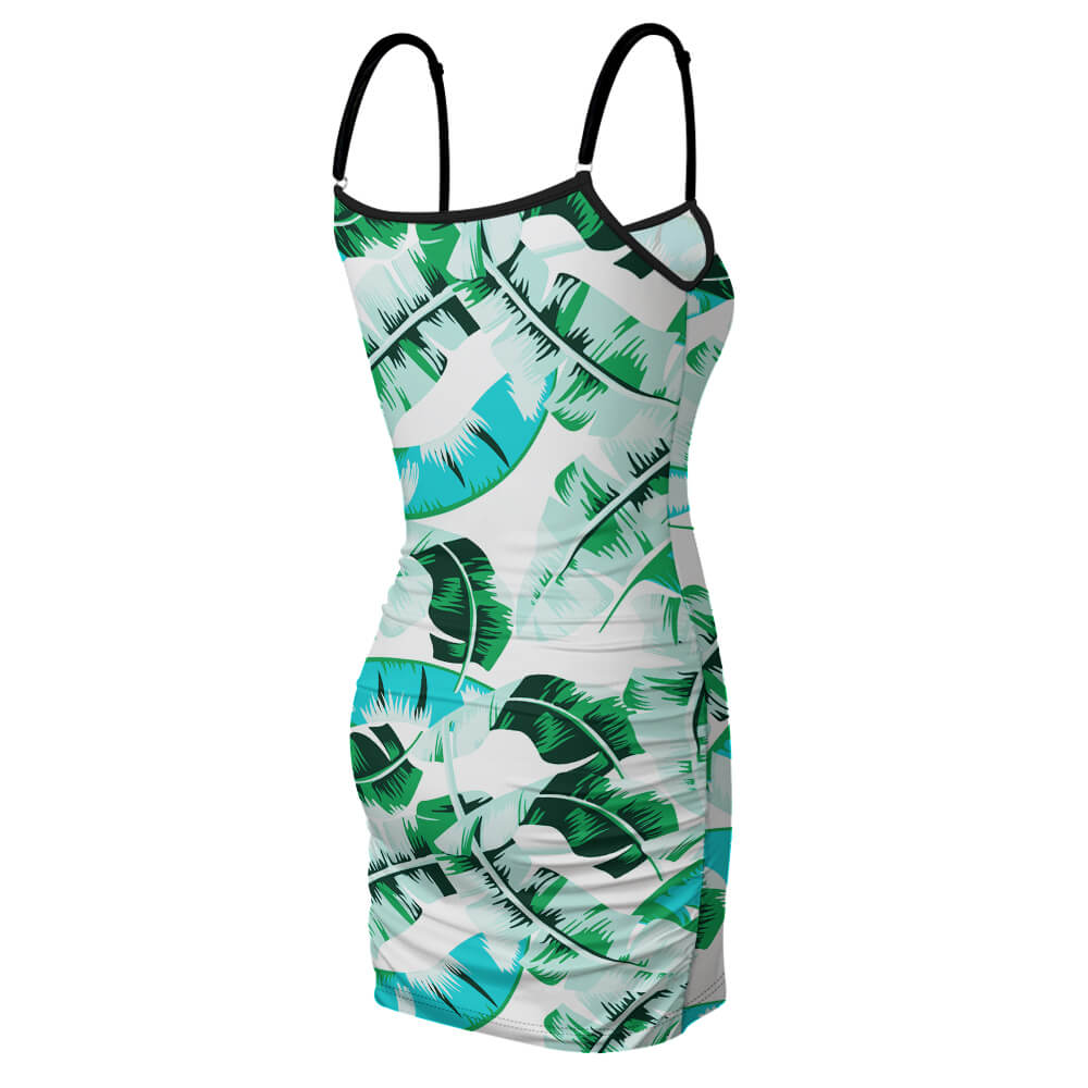 Women's Slim Sexy Hip Wrap Dress with Tropical Print