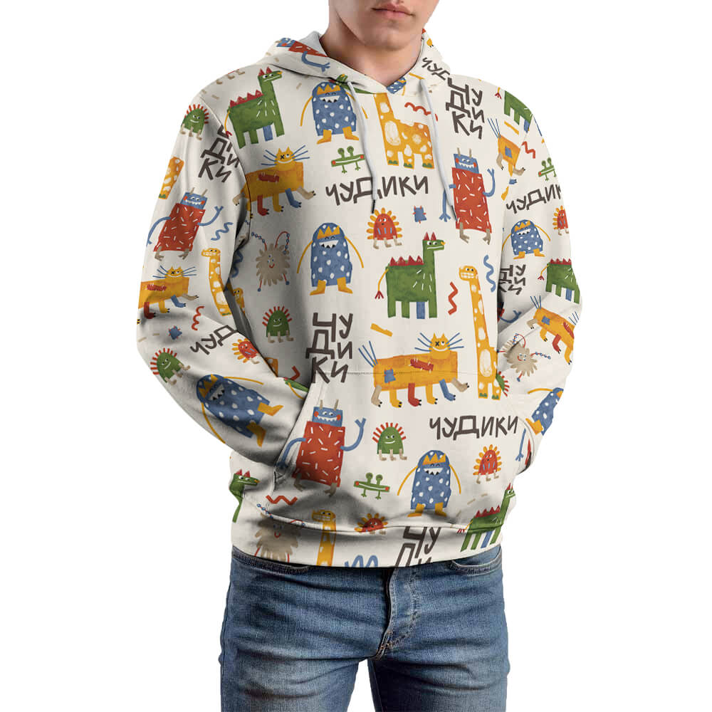 Plus Size Animal Print Sweatshirt with Drawstring Hood