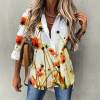 Floral print irregular hem shirt for women, casual style