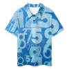 Blue New Kid's children's polo shirt with numbers pattern, pique cloth. Comfortable and fashionable design for kids.