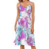 Floral print long suspender dress with adjustable straps, perfect for summer.