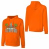 Orange cotton hoodie with CALIFORNIA SURFING graphic, loose fit, suitable for daily wear