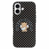 iPhone 16 TPU phone case with cartoon design, polka dots, and wireless charging support.