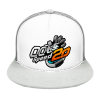 White flat brim baseball cap with 'GO Speed 20' graphic and mesh back, for sports and outdoor use.
