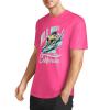 Pink pure cotton Malibu California surfing T-shirt for men, front view.