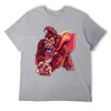 Gray cotton men's t-shirt with red monster graphic print
