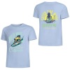 Light blue pure cotton surfing T-shirt, front and back view, summer fashion, 2025.
