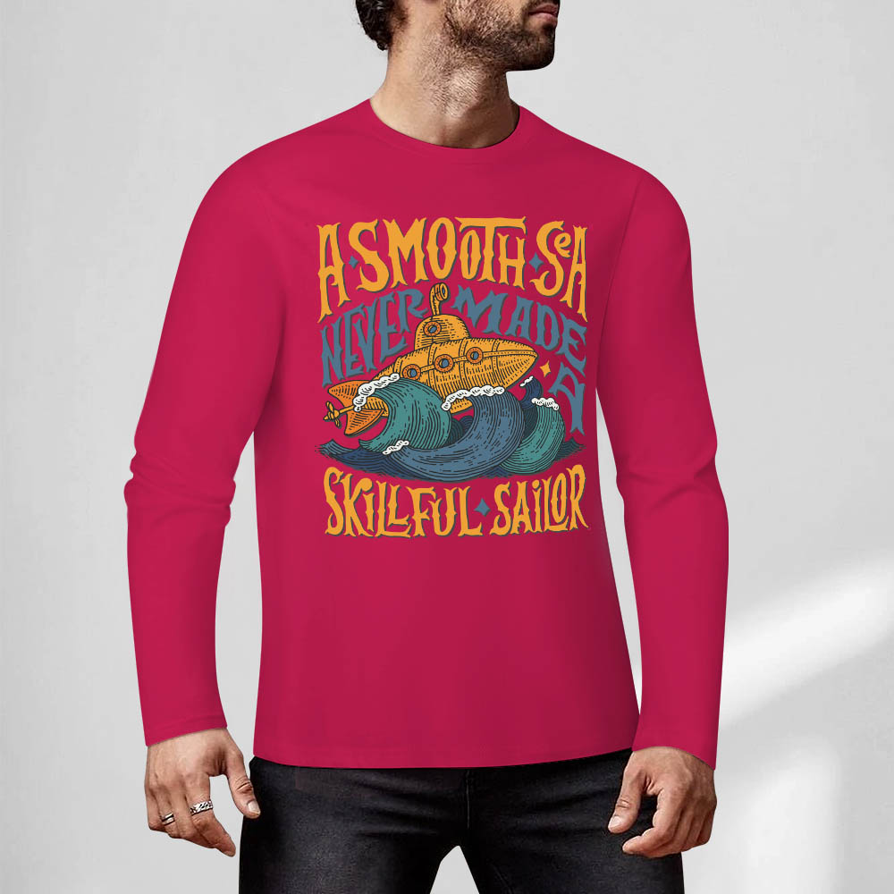 Red pure cotton long sleeve T-shirt featuring ASMODUS SOULFUL SHAKER graphic, casual wear.