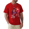 Men's red cotton t-shirt with monster graphic print, crew neck, 100% cotton