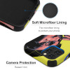 Microfiber iPhone 12 Case with soft microfiber lining and camera protection, yellow and black design