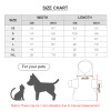 Pet suit size chart with measurement details for bust and length, perfect for stylish pet clothing.