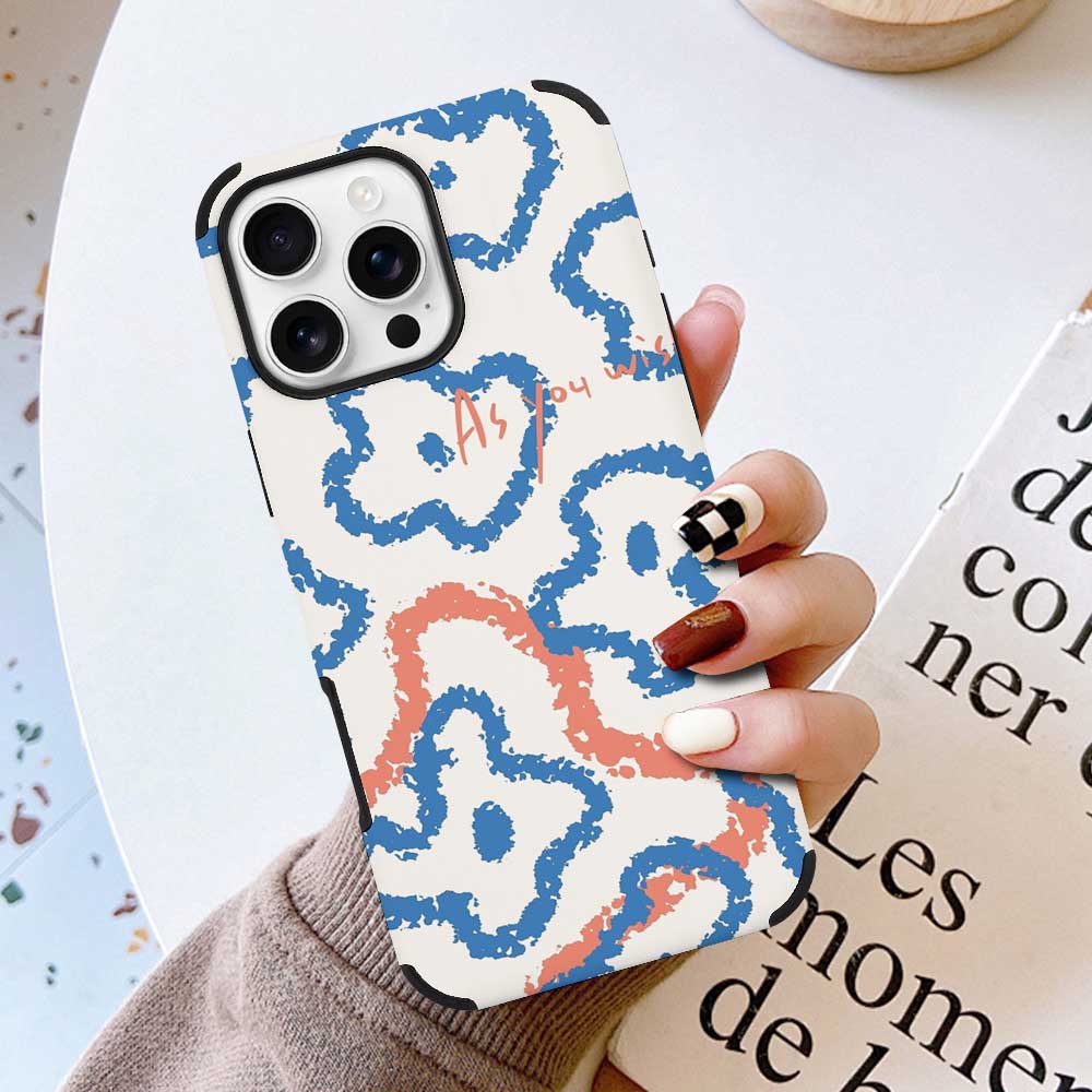 iPhone 16 Fiber Skin Case with Floral Pattern
