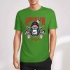 Green cotton short-sleeved T-shirt with American Legend gorilla graphic print.