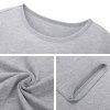 Men's gray long sleeve crew neck T-shirt, 100% cotton, comfortable casual wear.